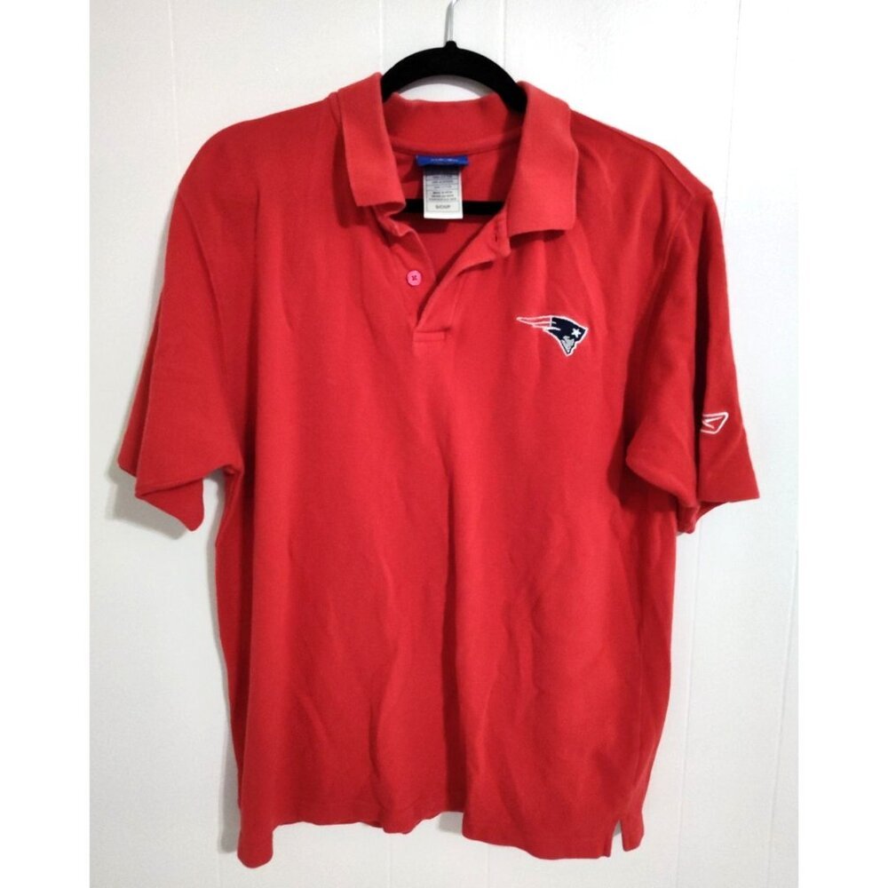 Reebok NFL Play Dry Polo Shirt Men's Red Short Sleeve T-shirt Size S